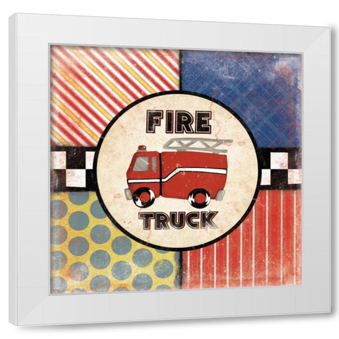 Fire Truck White Modern Wood Framed Art Print by Grey, Jace