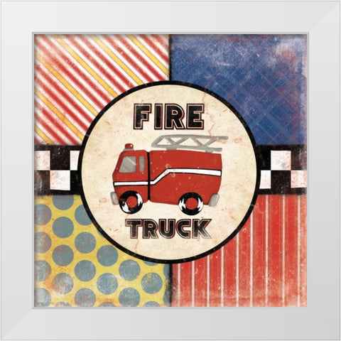 Fire Truck White Modern Wood Framed Art Print by Grey, Jace
