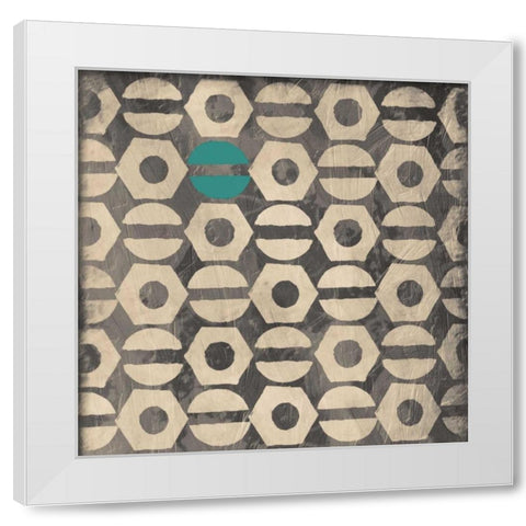Teal Screw White Modern Wood Framed Art Print by Grey, Jace