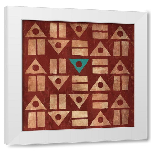 Teal Triangle White Modern Wood Framed Art Print by Grey, Jace