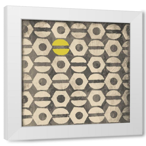 Pattern Yellow gray White Modern Wood Framed Art Print by Grey, Jace