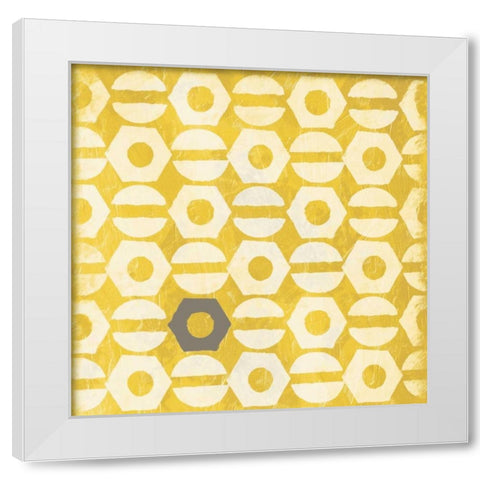 Pattern gray yellow White Modern Wood Framed Art Print by Grey, Jace
