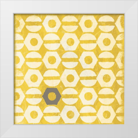 Pattern gray yellow White Modern Wood Framed Art Print by Grey, Jace