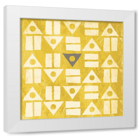 Pattern mate gray yellow White Modern Wood Framed Art Print by Grey, Jace