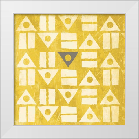 Pattern mate gray yellow White Modern Wood Framed Art Print by Grey, Jace