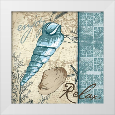 Relax Shell White Modern Wood Framed Art Print by Grey, Jace