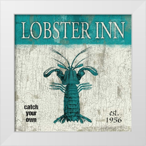 Lobster Teal White Modern Wood Framed Art Print by Grey, Jace