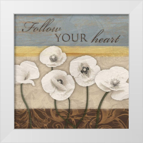 White Poppies White Modern Wood Framed Art Print by Grey, Jace