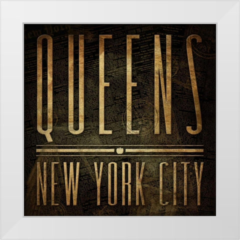 Queens Print White Modern Wood Framed Art Print by Grey, Jace