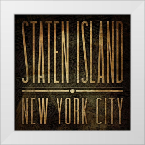 Staten Island Print White Modern Wood Framed Art Print by Grey, Jace