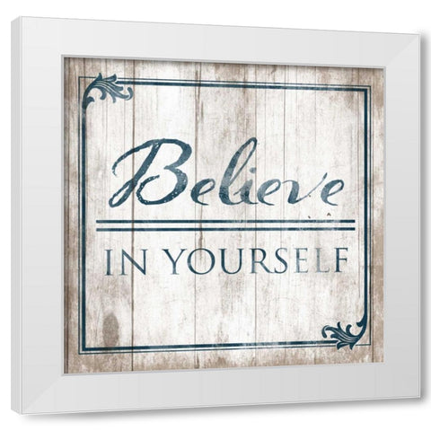 Believe White Modern Wood Framed Art Print by Grey, Jace