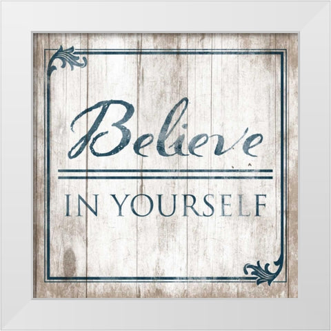 Believe White Modern Wood Framed Art Print by Grey, Jace