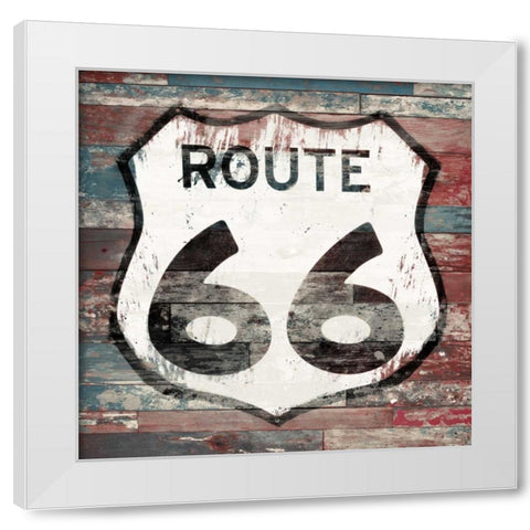 Route 66 sign 1 White Modern Wood Framed Art Print by Grey, Jace
