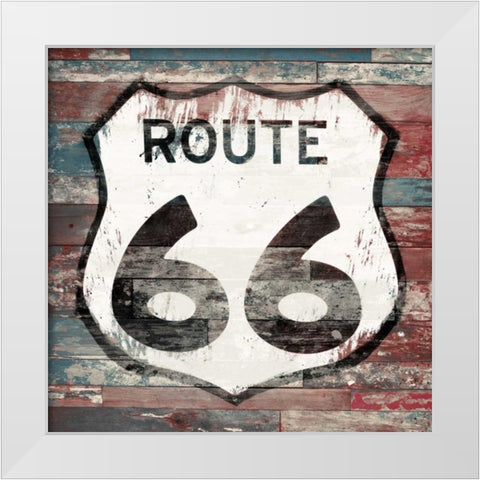 Route 66 sign 1 White Modern Wood Framed Art Print by Grey, Jace