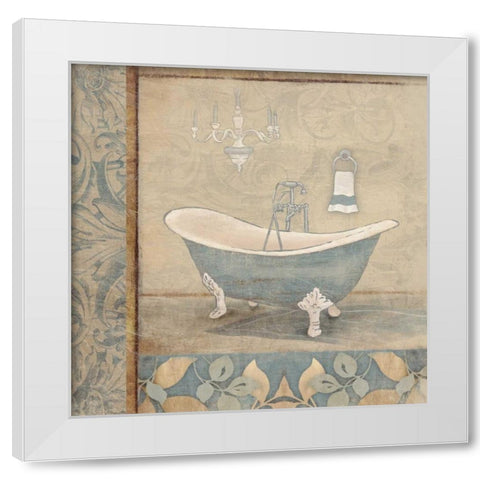 Bath floral pattern blue 2 White Modern Wood Framed Art Print by Grey, Jace