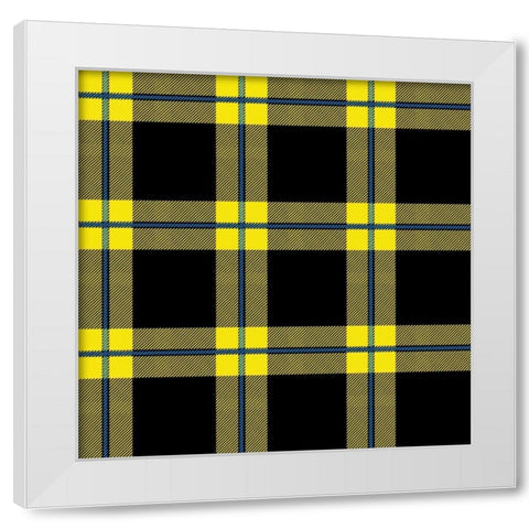 Yellow Blue Plaid White Modern Wood Framed Art Print by Grey, Jace