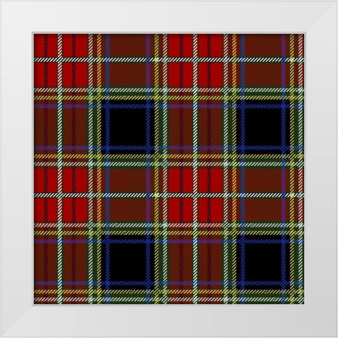 Red Black Blue Plaid White Modern Wood Framed Art Print by Grey, Jace