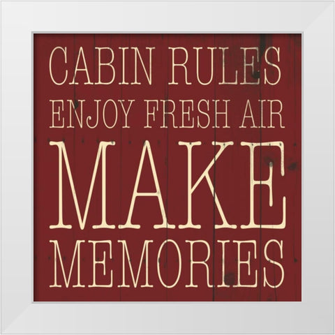 Cabin Rules Enjoy White Modern Wood Framed Art Print by Grey, Jace