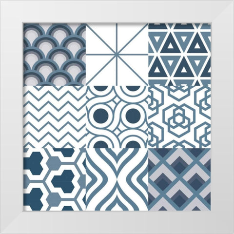 Geo 9Patch Blue White Modern Wood Framed Art Print by Grey, Jace