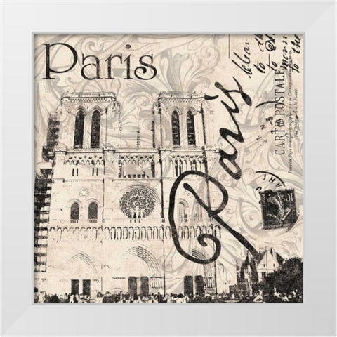 Notre Dame White Modern Wood Framed Art Print by Grey, Jace