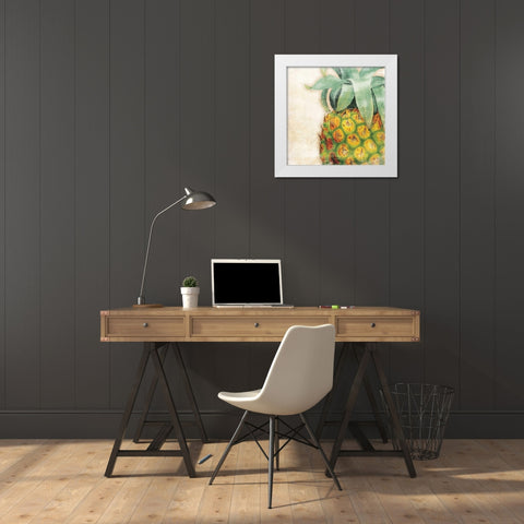 Tropical Pineapple White Modern Wood Framed Art Print by Grey, Jace