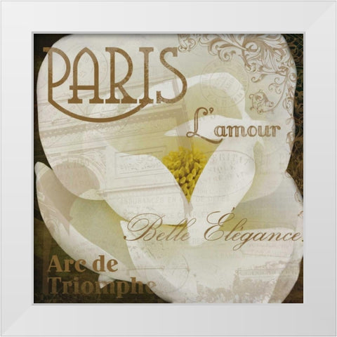 Magnolia Paris White Modern Wood Framed Art Print by Grey, Jace