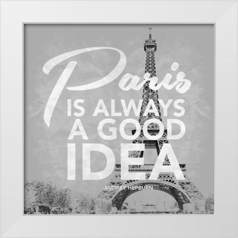 Paris Grey White Modern Wood Framed Art Print by Grey, Jace
