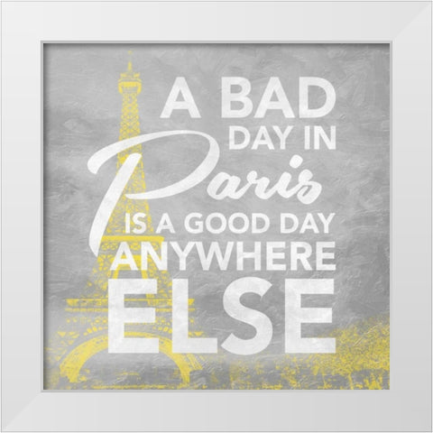 Paris mate Yellow White Modern Wood Framed Art Print by Grey, Jace