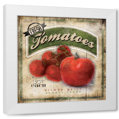 Tomatoes White Modern Wood Framed Art Print by Grey, Jace
