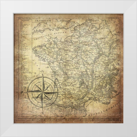 Frankreich White Modern Wood Framed Art Print by Grey, Jace