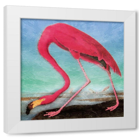 Flamingo White Modern Wood Framed Art Print by Grey, Jace