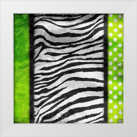 Lime Zebra Dots White Modern Wood Framed Art Print by Grey, Jace