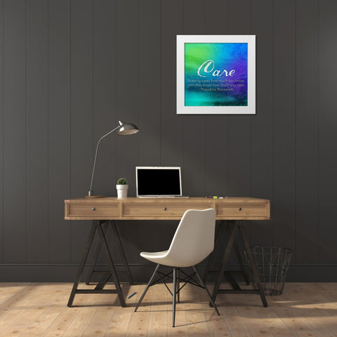 Care White Modern Wood Framed Art Print by Grey, Jace