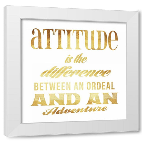 Attitude gold White Modern Wood Framed Art Print by Grey, Jace
