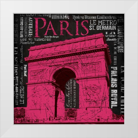 Paris  Type mate White Modern Wood Framed Art Print by Grey, Jace