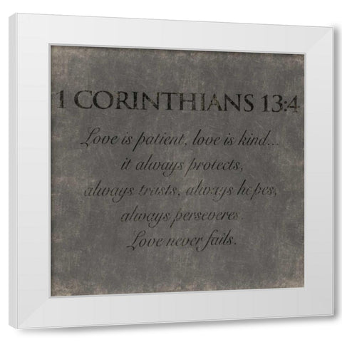 Love Corinthains White Modern Wood Framed Art Print by Grey, Jace