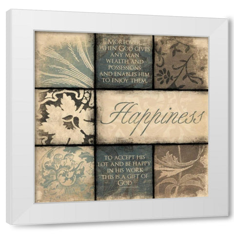 Happiness White Modern Wood Framed Art Print by Grey, Jace