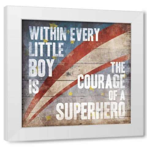 Superhero White Modern Wood Framed Art Print by Grey, Jace