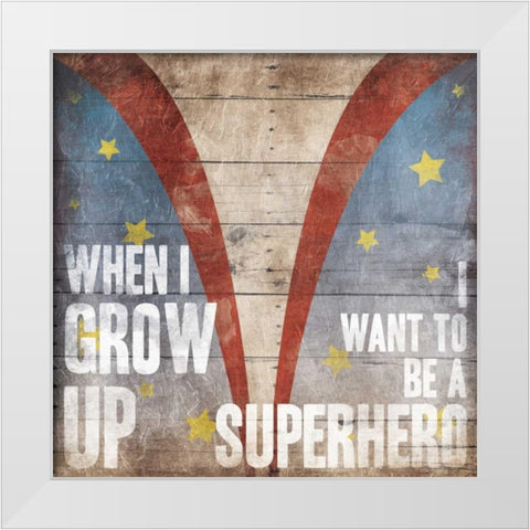 Superhero Mate White Modern Wood Framed Art Print by Grey, Jace