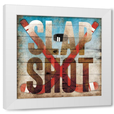 Slap shot White Modern Wood Framed Art Print by Grey, Jace