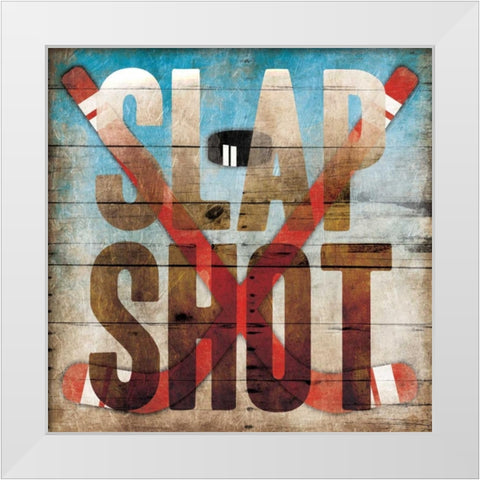 Slap shot White Modern Wood Framed Art Print by Grey, Jace