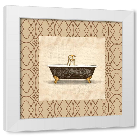 Brown bath border 2 White Modern Wood Framed Art Print by Grey, Jace
