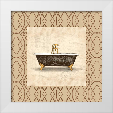 Brown bath border 2 White Modern Wood Framed Art Print by Grey, Jace