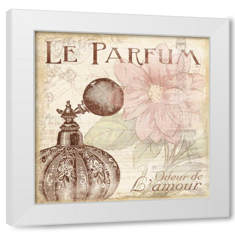 Floral Perfume White Modern Wood Framed Art Print by Grey, Jace