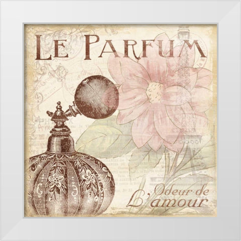 Floral Perfume White Modern Wood Framed Art Print by Grey, Jace