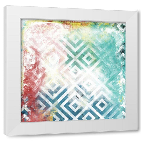 Happy Cosmic pattern White Modern Wood Framed Art Print by Grey, Jace
