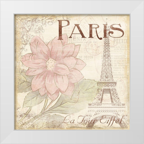 Paris Eiffel White Modern Wood Framed Art Print by Grey, Jace
