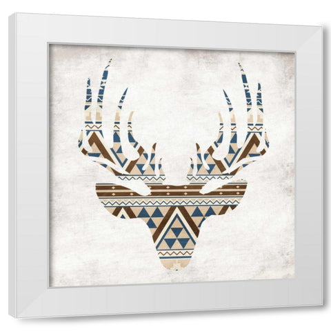 Aztec Deer No Background White Modern Wood Framed Art Print by Grey, Jace