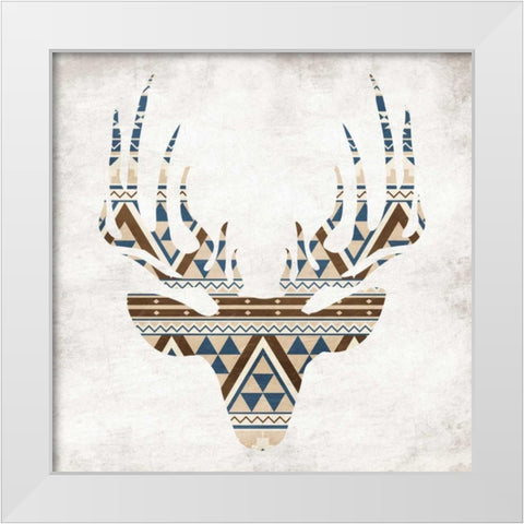 Aztec Deer No Background White Modern Wood Framed Art Print by Grey, Jace