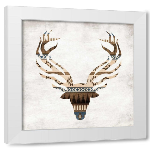 Aztec Deer Mate White Modern Wood Framed Art Print by Grey, Jace